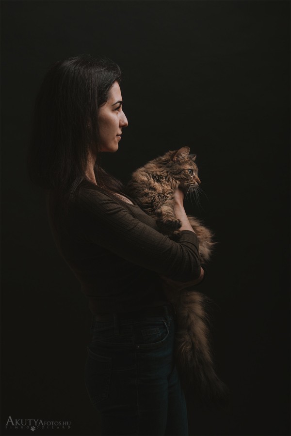 Macska közös képen a gazdival